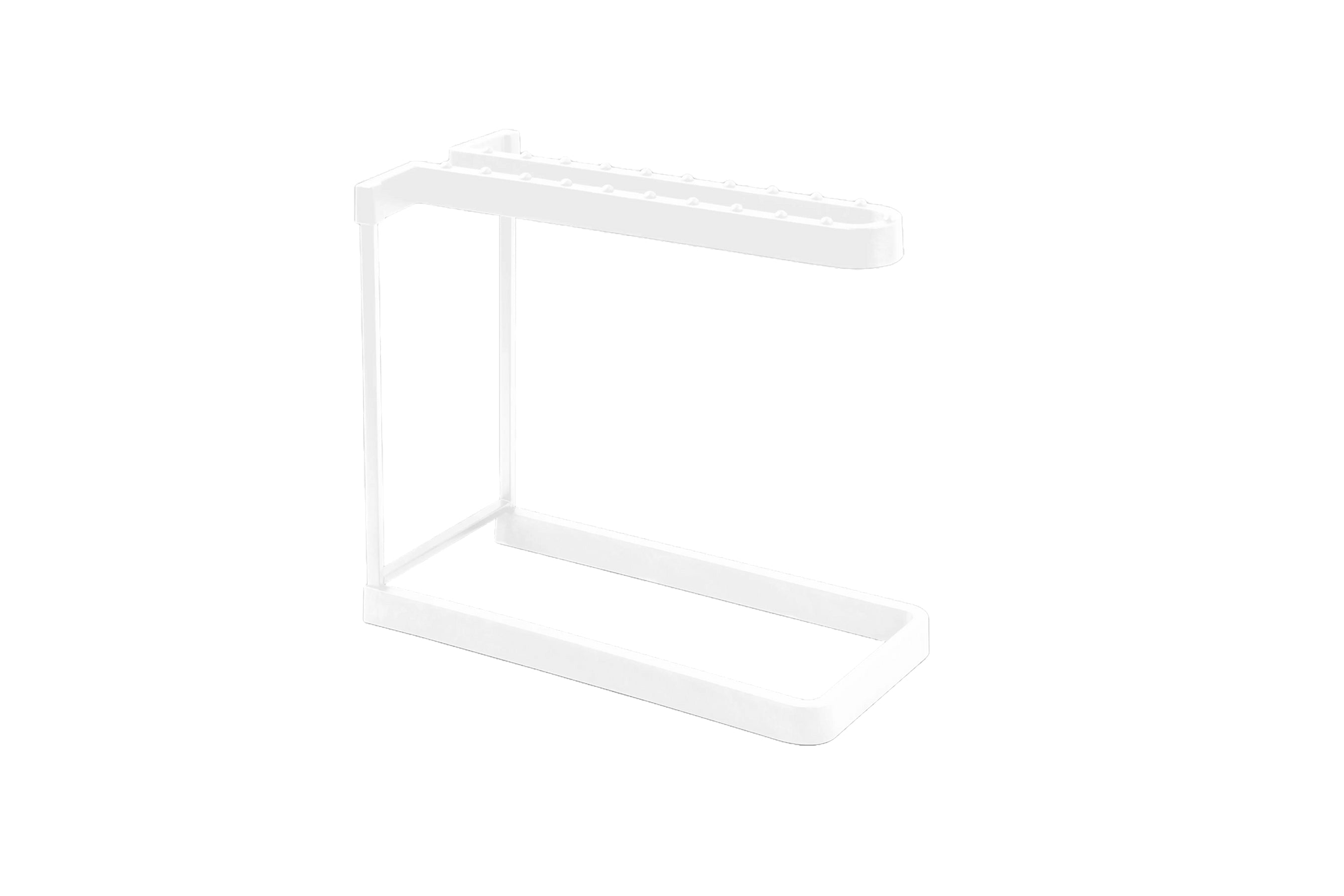 Dishwasher-safe wine glass rack made of biocomposite and stainless steel in white, designed for protecting glasses.